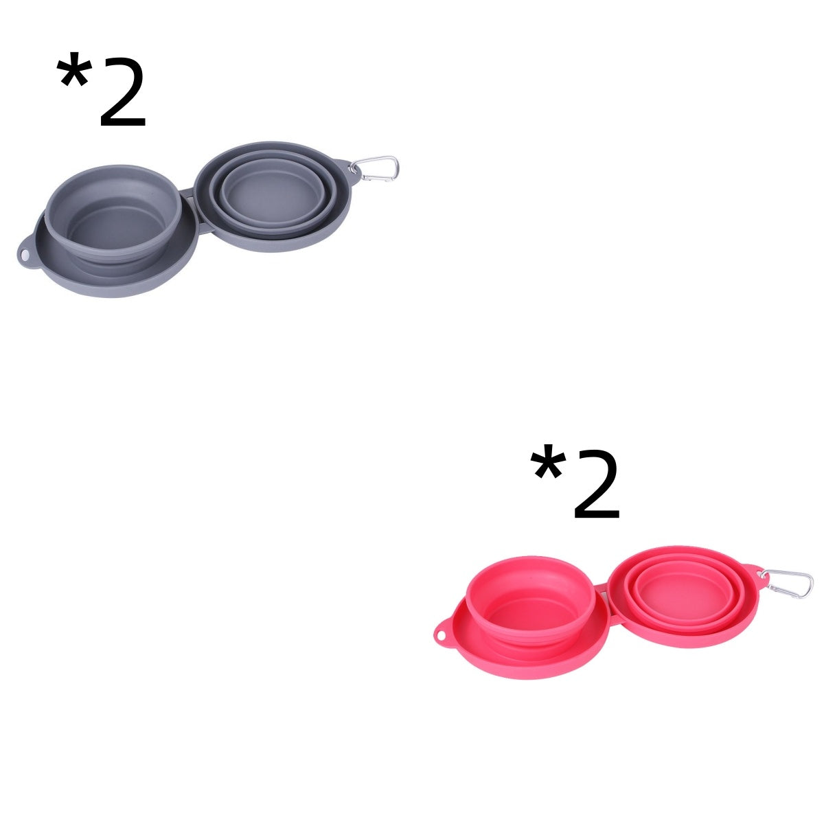 Rubber Foldable Double Pet Feeding Bowl