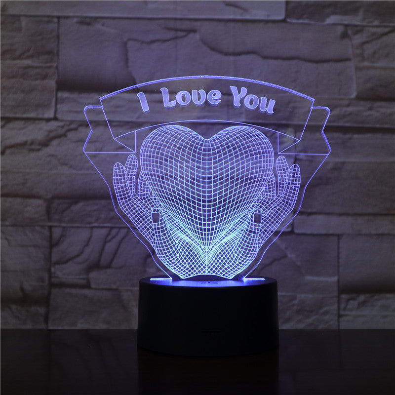 Valentines Day Gift Hands Holding I Love You 3D Night Light
