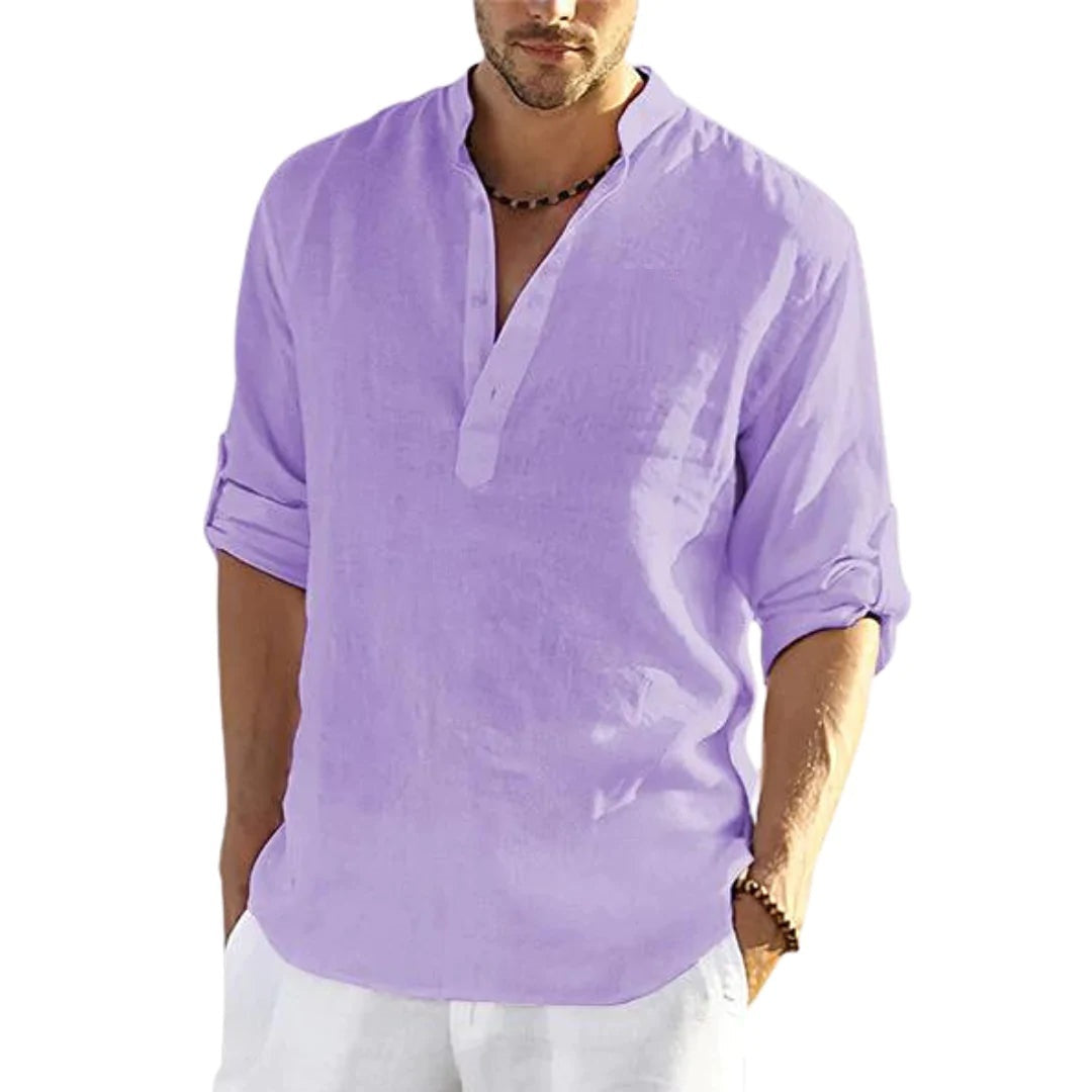 Men's Casual Long Sleeve Cotton Linen Shirt