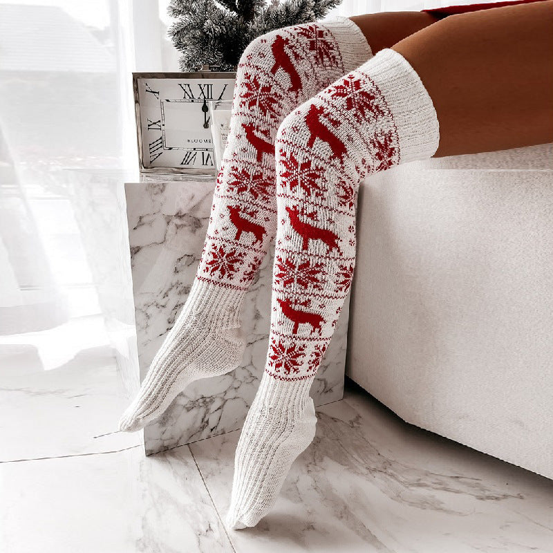Winter Christmas Warm Knitted Women's Long Stocking Socks