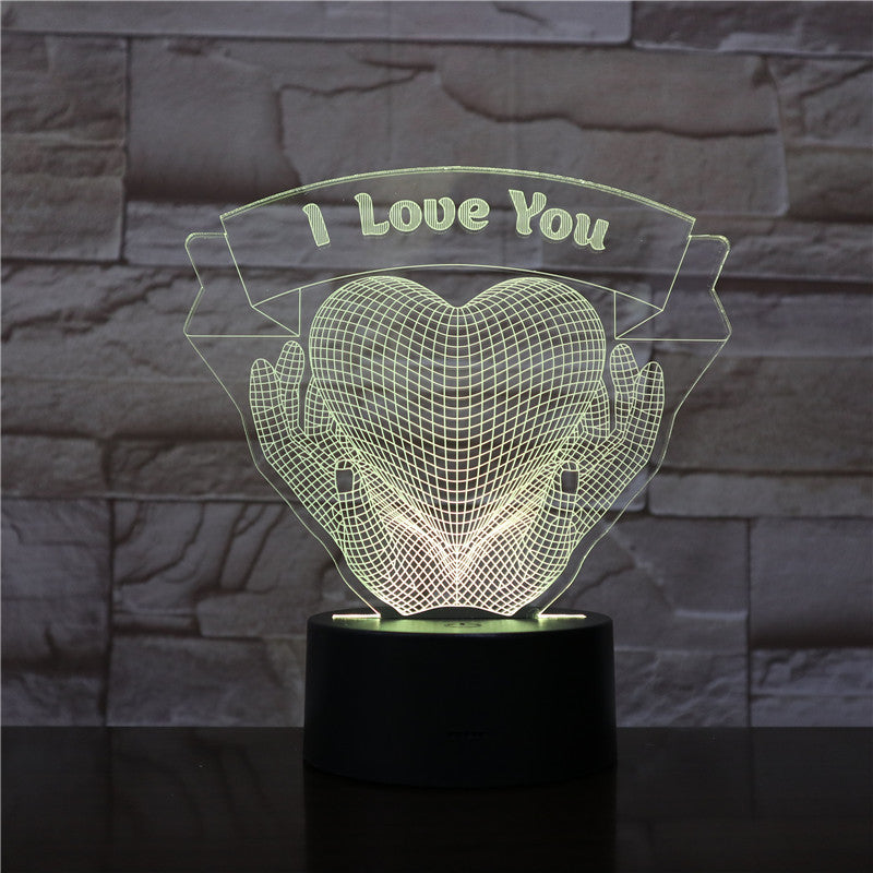 Valentines Day Gift Hands Holding I Love You 3D Night Light