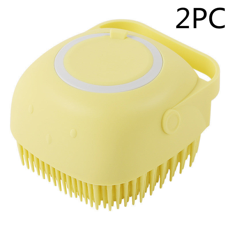 Pet Bath Massage Cleaning Tool Brush With Soap Container