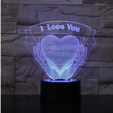 Valentines Day Gift Hands Holding I Love You 3D Night Light