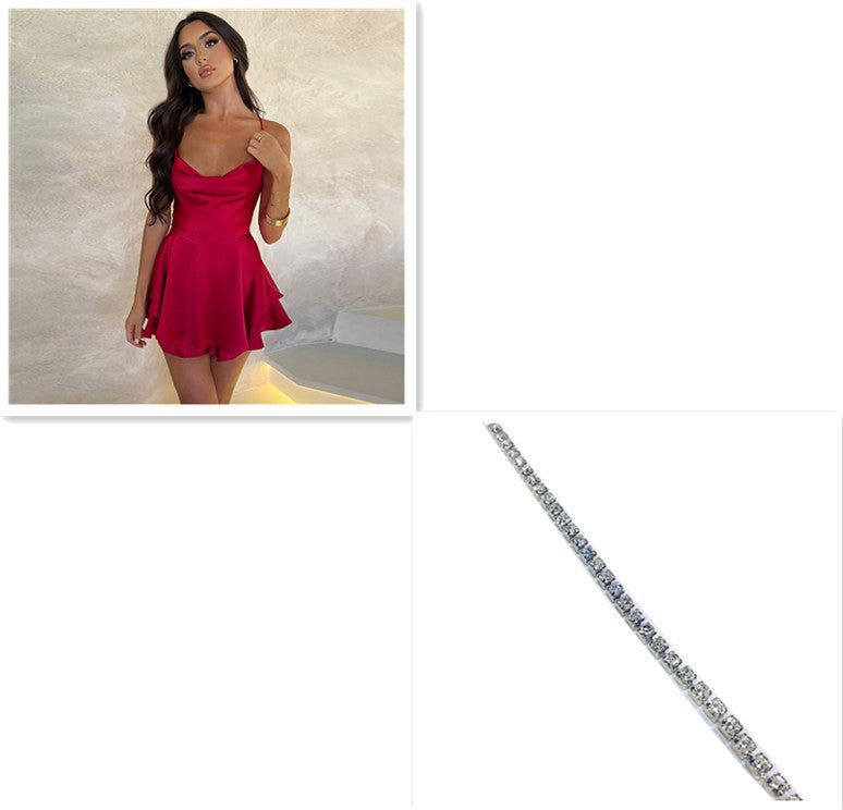 Women's Sexy Backless Suspender Skirt Dress