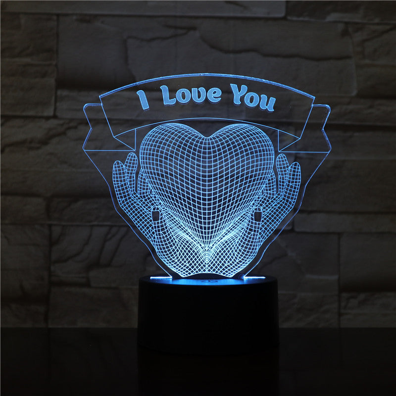 Valentines Day Gift Hands Holding I Love You 3D Night Light