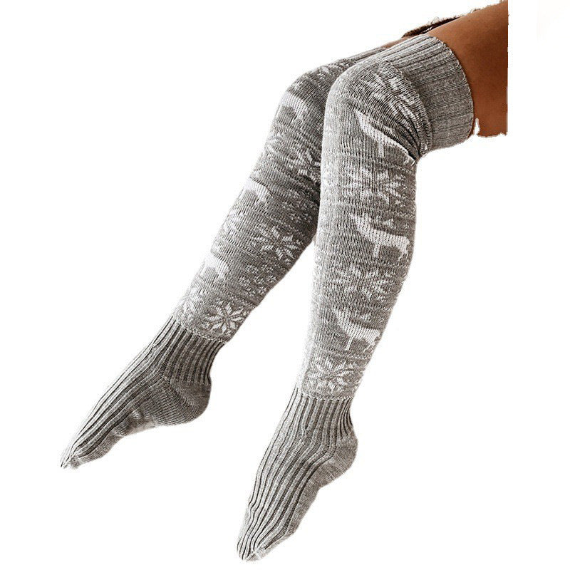 Winter Christmas Warm Knitted Women's Long Stocking Socks