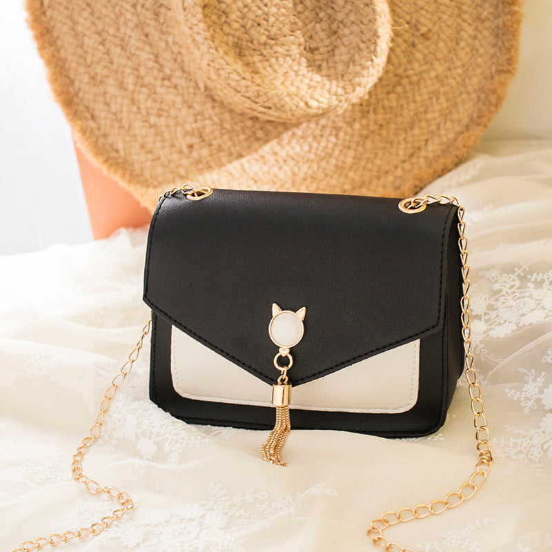 Small Messenger Bag Sweet And Cute With Cat Tassel Decoration Chain