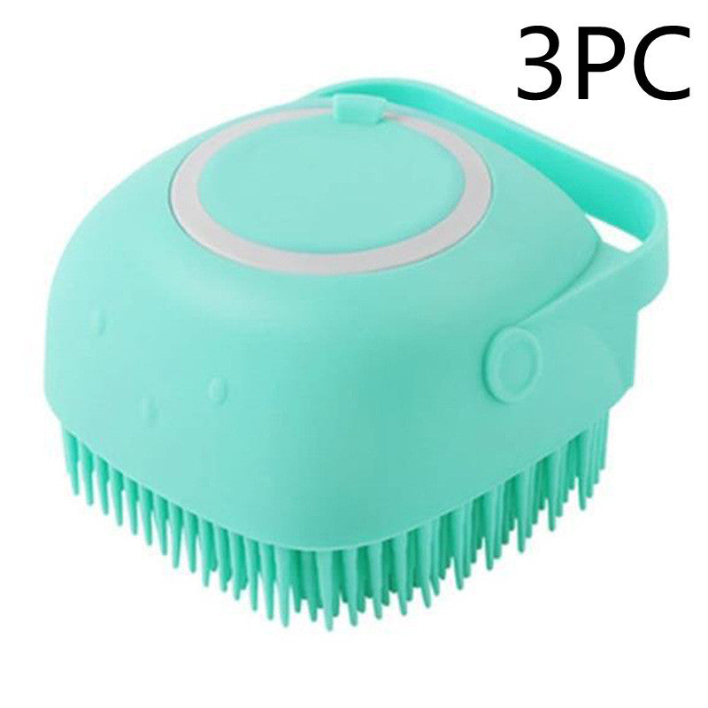 Pet Bath Massage Cleaning Tool Brush With Soap Container