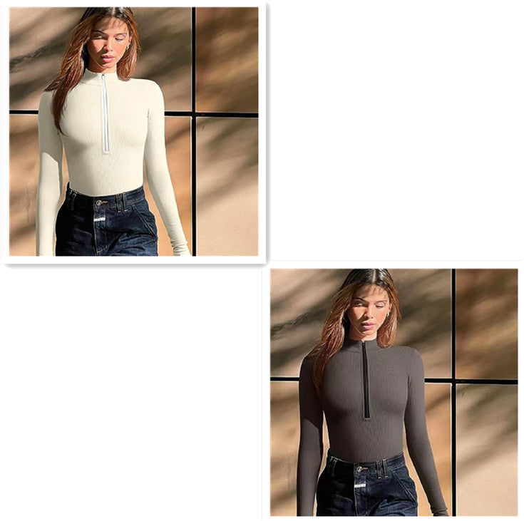 Women's Seamless Long Sleeve Zipper Jumpsuit Shapewear