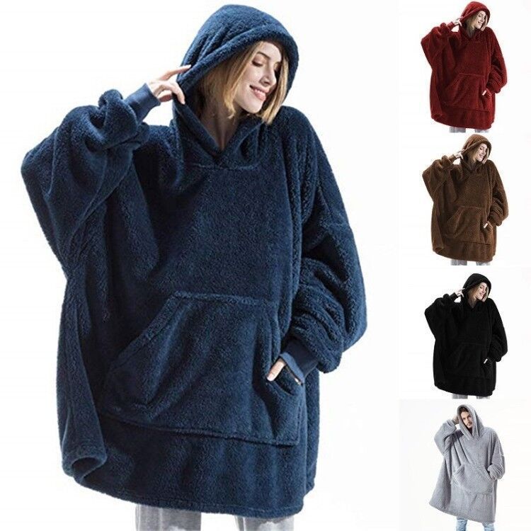 Hoodie Sweatshirt With Big Pocket Comfortable Loose Double-Sided Fleece