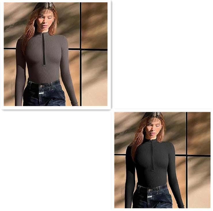 Women's Seamless Long Sleeve Zipper Jumpsuit Shapewear