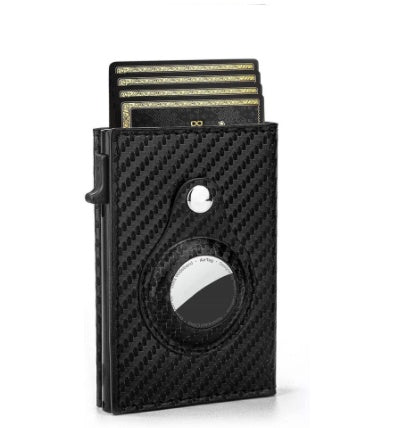 RFID Card Holder Mens Leather Wallet With AirTag Holder