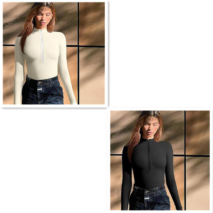 Women's Seamless Long Sleeve Zipper Jumpsuit Shapewear