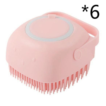 Pet Bath Massage Cleaning Tool Brush With Soap Container