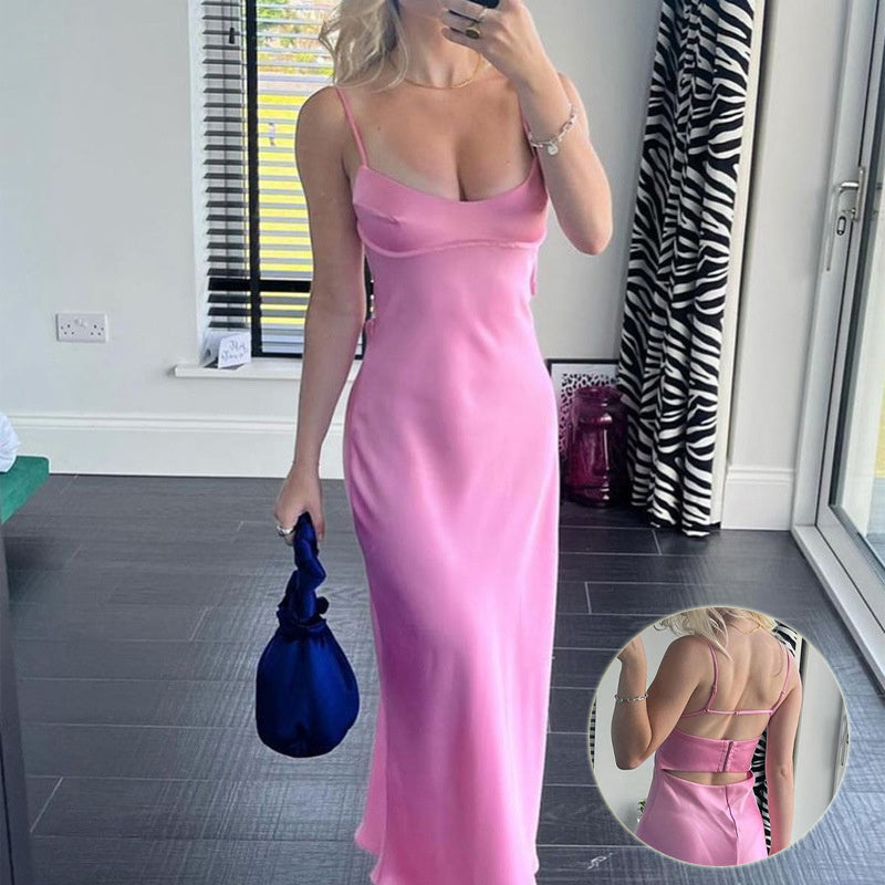 Women's Sleeveless Satin Long Dresses