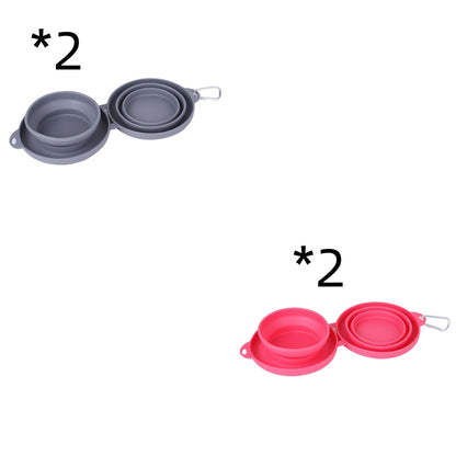 Rubber Foldable Double Pet Feeding Bowl