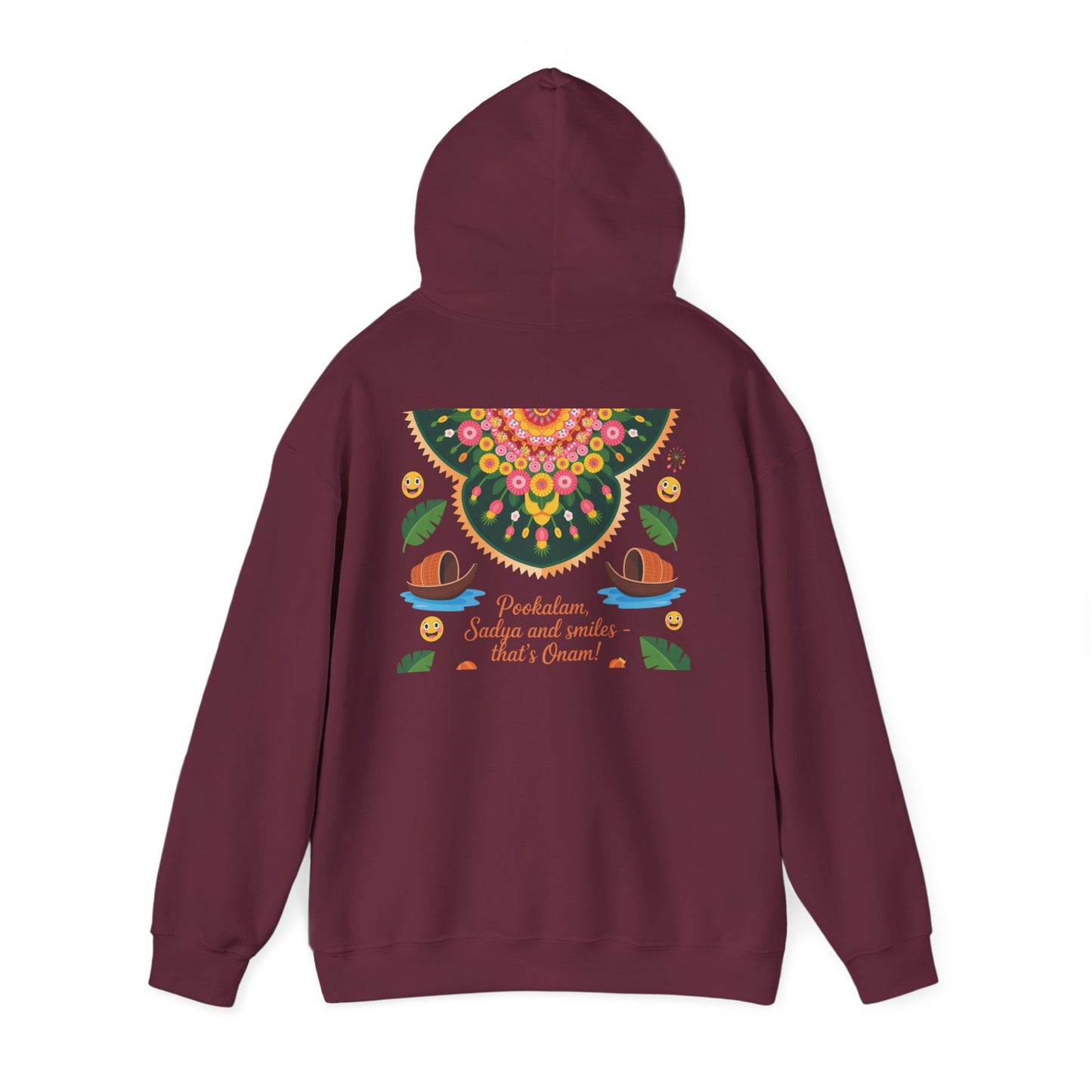 Onam Hoodie, Kerala Festival Hoodie, Traditional Pookalam & Sadya Wear, Family Festive Wear