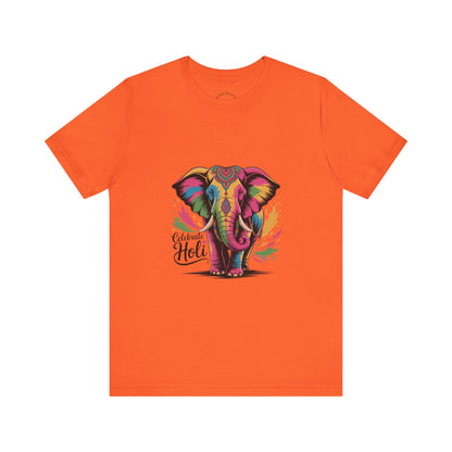 Holi Festival T-Shirt, Colorful Elephant Holi Tee, Color Splash Tee, Festival Party Wear
