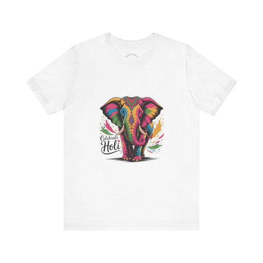 Holi Festival T-Shirt, Colorful Elephant Holi Tee, Color Splash Tee, Festival Party Wear