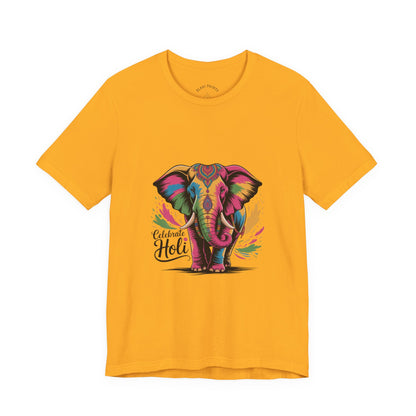 Holi Festival T-Shirt, Colorful Elephant Holi Tee, Color Splash Tee, Festival Party Wear