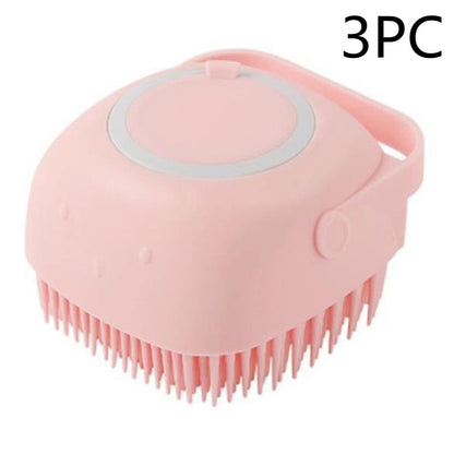 Pet Bath Massage Cleaning Tool Brush With Soap Container