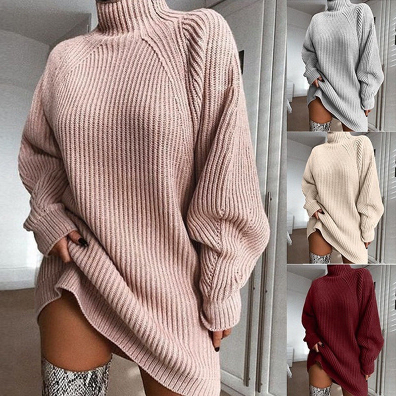 Women's Turtleneck Long Sweater Dress