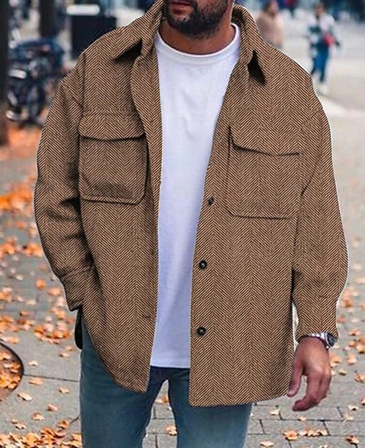 Men Polo Collar Coat