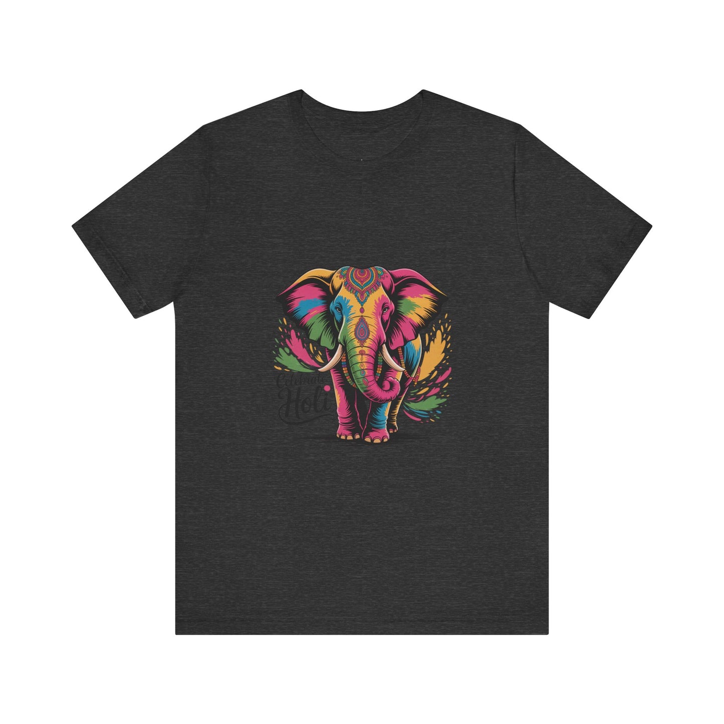 Holi Festival T-Shirt, Colorful Elephant Holi Tee, Color Splash Tee, Festival Party Wear