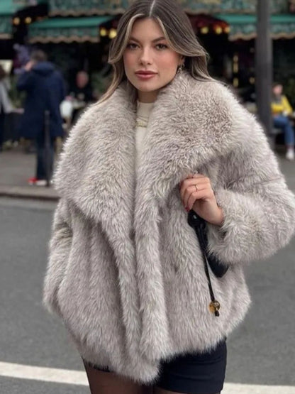 Women's Plush Coat Lapel