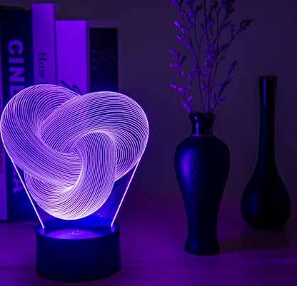 Twist Abstract Colorful LED 3D Night Light Table Lamp