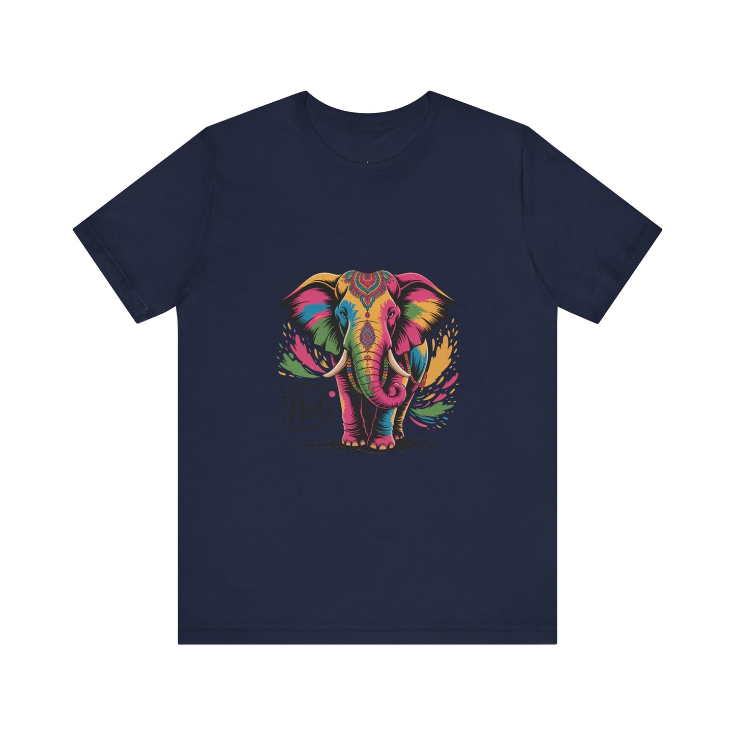 Holi Festival T-Shirt, Colorful Elephant Holi Tee, Color Splash Tee, Festival Party Wear