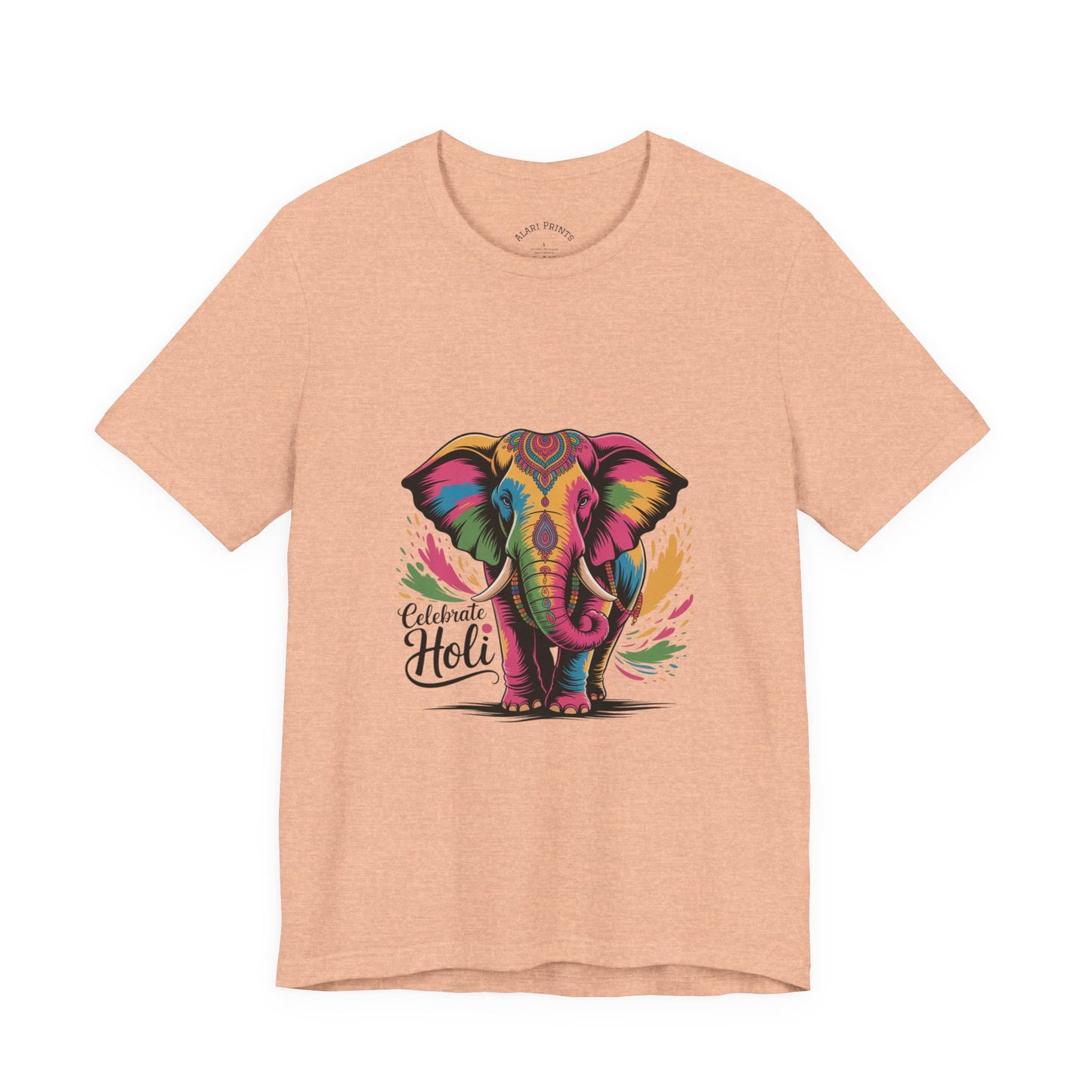 Holi Festival T-Shirt, Colorful Elephant Holi Tee, Color Splash Tee, Festival Party Wear