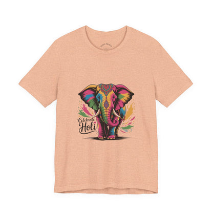 Holi Festival T-Shirt, Colorful Elephant Holi Tee, Color Splash Tee, Festival Party Wear