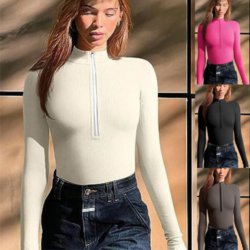 Women's Seamless Long Sleeve Zipper Jumpsuit Shapewear