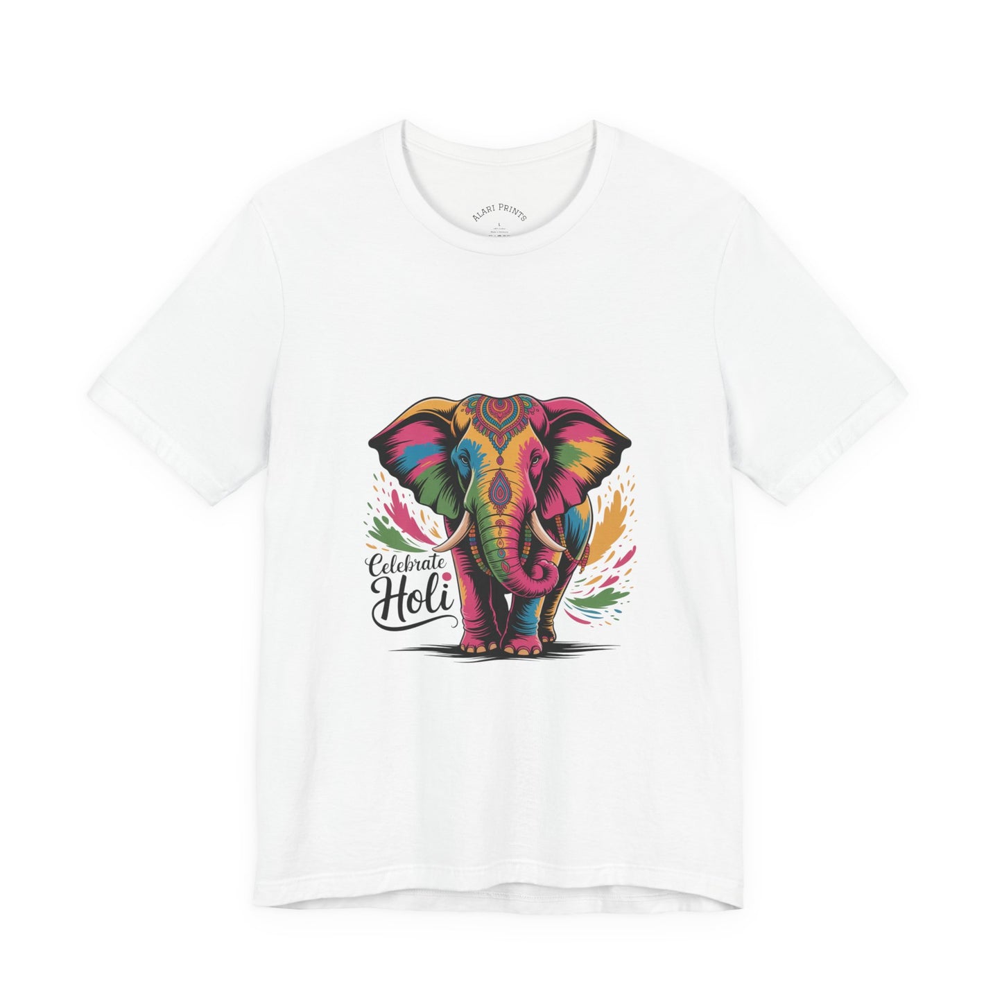 Holi Festival T-Shirt, Colorful Elephant Holi Tee, Color Splash Tee, Festival Party Wear