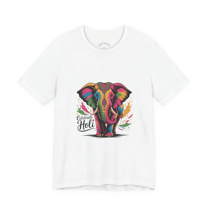 Holi Festival T-Shirt, Colorful Elephant Holi Tee, Color Splash Tee, Festival Party Wear