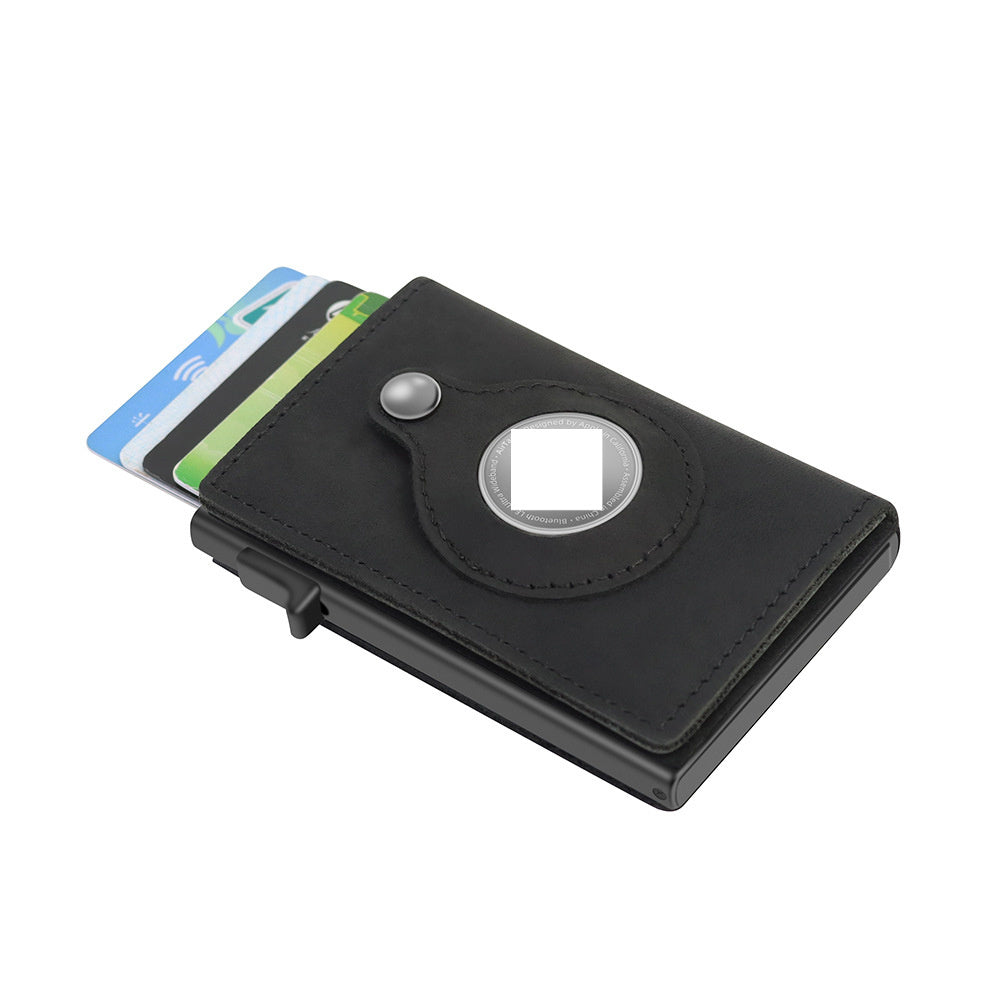 RFID Card Holder Mens Leather Wallet With AirTag Holder