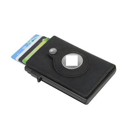 RFID Card Holder Mens Leather Wallet With AirTag Holder