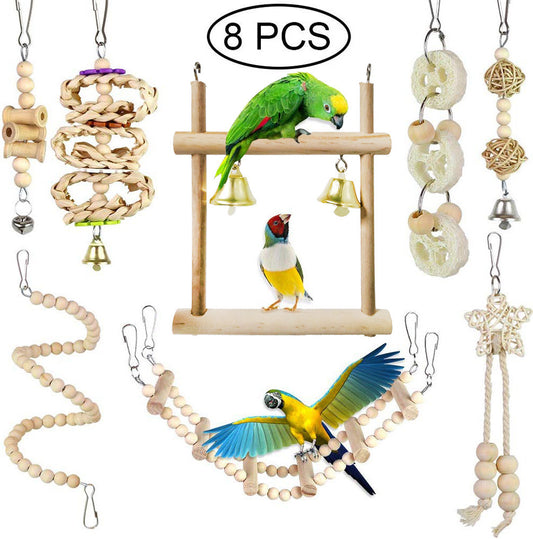 Bird Toy Log Swing Set Of 8