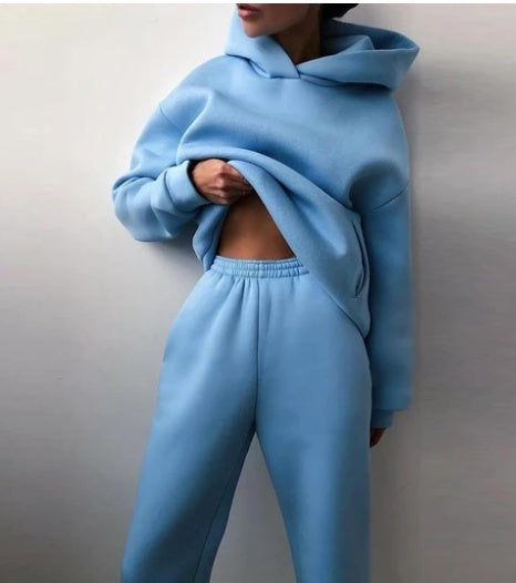 Women's Matching Casual Hooded Sweater & Pants Tracksuit