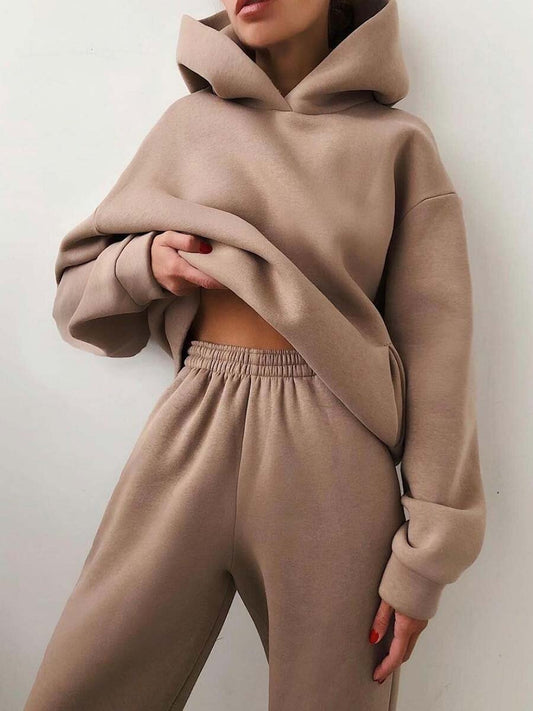 Women's Matching Casual Hooded Sweater & Pants Tracksuit