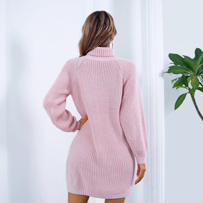 Women's Turtleneck Long Sweater Dress