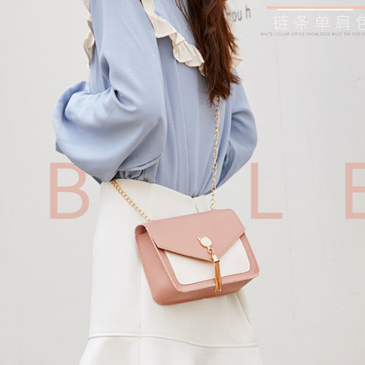 Small Messenger Bag Sweet And Cute With Cat Tassel Decoration Chain