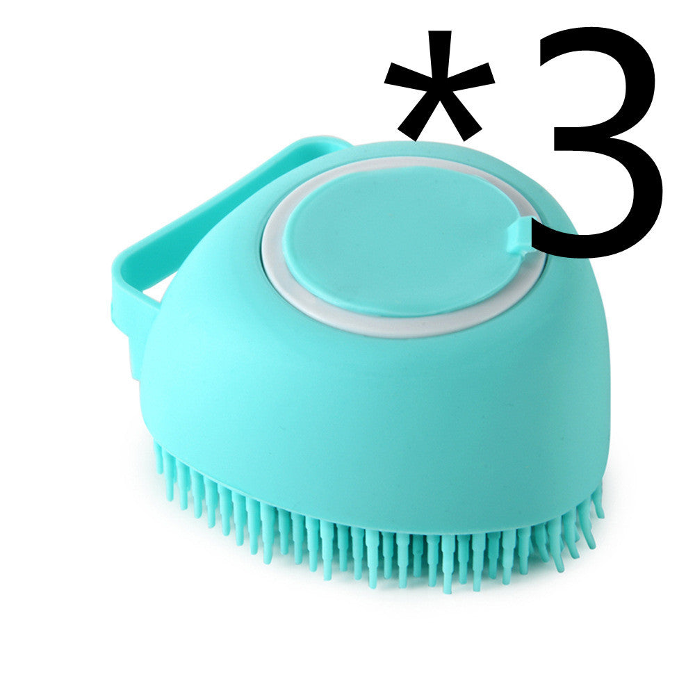 Pet Bath Massage Cleaning Tool Brush With Soap Container