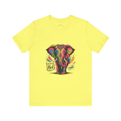 Holi Festival T-Shirt, Colorful Elephant Holi Tee, Color Splash Tee, Festival Party Wear