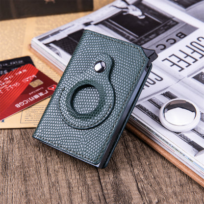 RFID Card Holder Mens Leather Wallet With AirTag Holder