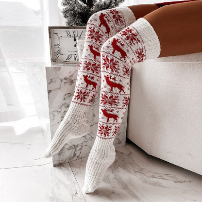 Winter Christmas Warm Knitted Women's Long Stocking Socks