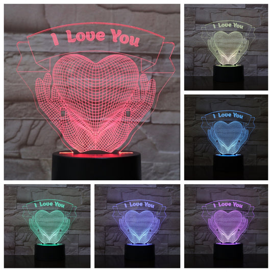 Valentines Day Gift Hands Holding I Love You 3D Night Light