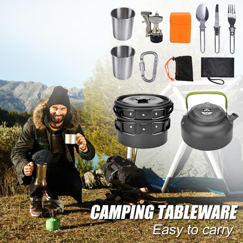 Aluminum Camping Cookware Kit Outdoor Cooking Set