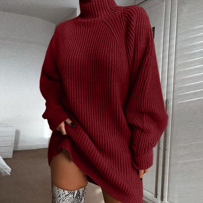 Women's Turtleneck Long Sweater Dress
